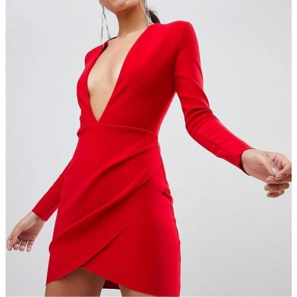 Bec + Bridge Long Sleeve Bodycon Mini Dress In Red Size 4 - Picture 1 of 12